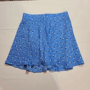 Blue Floral Print Skirt